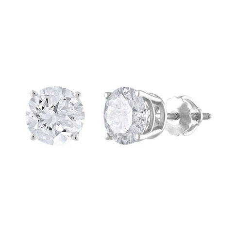 1.95 Carat Total Weight Solitaire Diamond Stud Earrings in 14K Gold