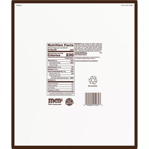M&M'S Milk Chocolate Christmas Candy, Full Size Bulk Candy, 48 ct./1.69 oz