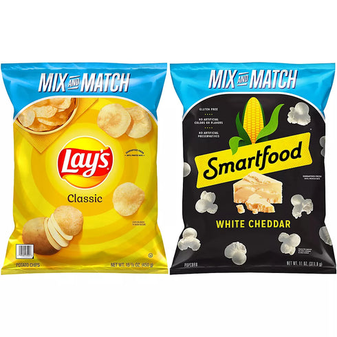 Lay's Classics Potato Chips & Smartfood White Cheddar Popcorn, 2 pk