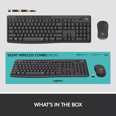 Logitech MK295 Silent Wireless Keyboard and Mouse Combo – Graphite, Quiet Touch Keys & Smooth Wireless Performance