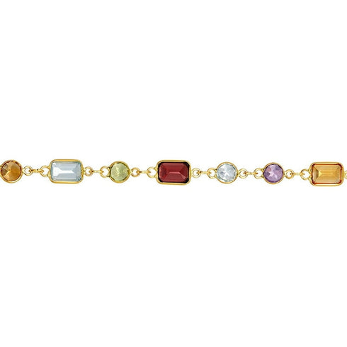 Multi-Gemstone Station Necklace in 14K Gold