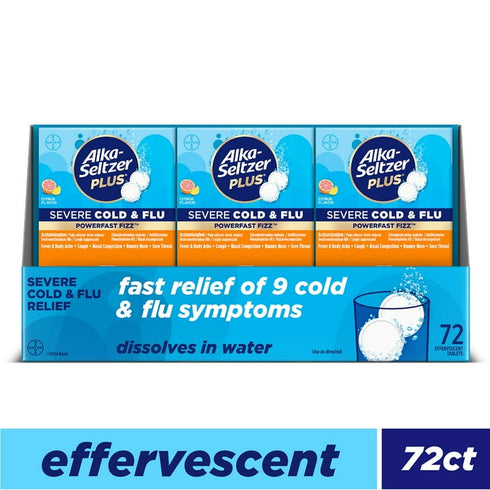 Alka-Seltzer Plus Severe Cold & Flu Effervescent Tablets, Citrus Flavor, 72 ct., Fast-Acting Symptom Relief