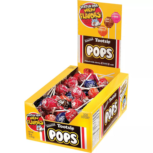 Tootsie Roll Pops Lollipops – Assorted Flavors with Chewy Tootsie Roll Center, Individually Wrapped, 100 Count