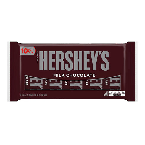 Hershey’s Milk Chocolate Bars – Classic Smooth Chocolate, Individually Wrapped, 10 Count