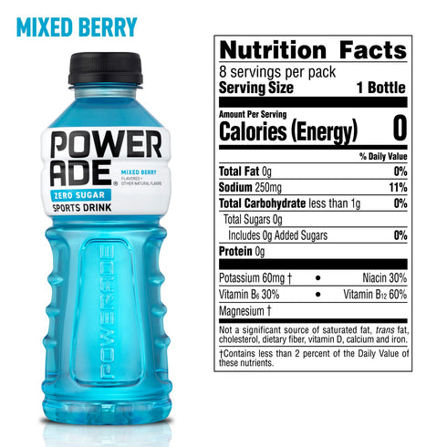 Powerade Zero Variety Pack Electrolyte Sports Drink, Bottles, 24 pk./20 fl. oz.