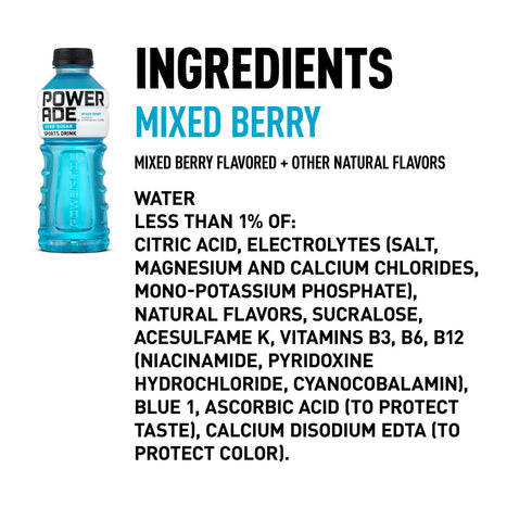 Powerade Zero Variety Pack Electrolyte Sports Drink, Bottles, 24 pk./20 fl. oz.