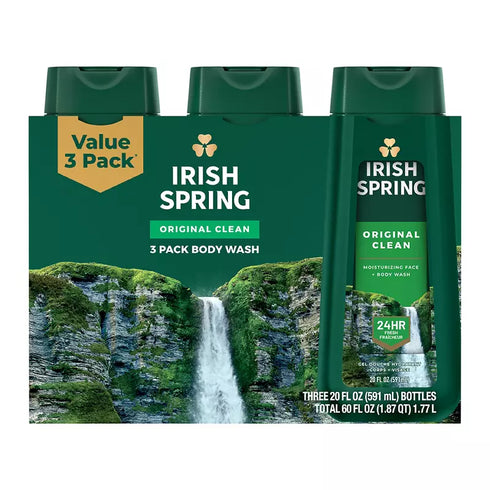 Irish Spring Original Clean Body Wash for Men, 3 Pack 20 oz Each