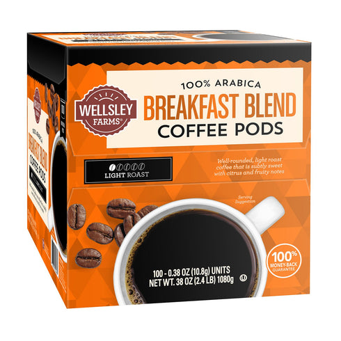 Wellsley Farms Breakfast Blend Coffee Pods, 100 ct./0.38 oz.