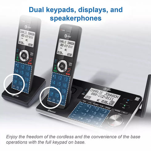 AT&T 4-Handset Cordless Phone System with Bluetooth Connect to AT&T 4-Handset Cordless Phone System with Bluetooth Connect to Cell, Smart Call Blocker & Answering Machine – Extended RangeCell, Smart Call Blocker & Answering Machine – Extended Range