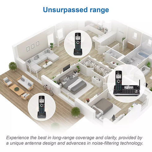AT&T 4-Handset Cordless Phone System with Bluetooth Connect to AT&T 4-Handset Cordless Phone System with Bluetooth Connect to Cell, Smart Call Blocker & Answering Machine – Extended RangeCell, Smart Call Blocker & Answering Machine – Extended Range