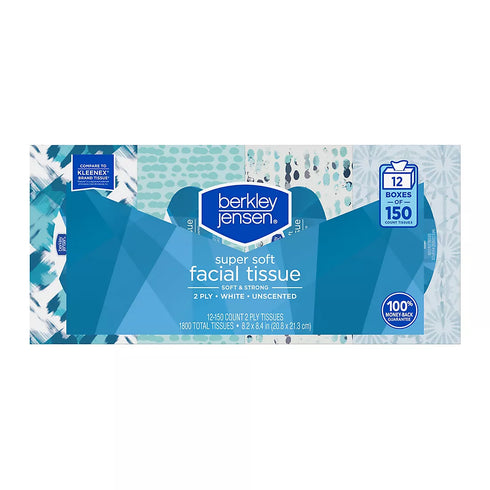 Berkley Jensen Super Soft Facial Tissues, 12 pk./150 tissues per box