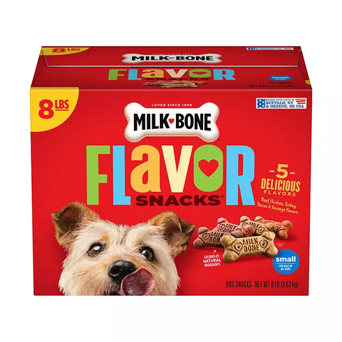 Milk-Bone Flavor Snacks Small Dog Biscuits, Flavored Crunchy Dog Treats, 8 lbs.