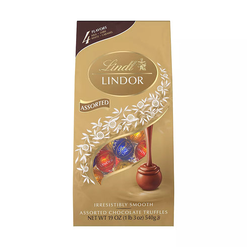 Lindt LINDOR Assorted Gold Bag – Premium Swiss Chocolate Truffles, Smooth Melting Filling, 19 oz