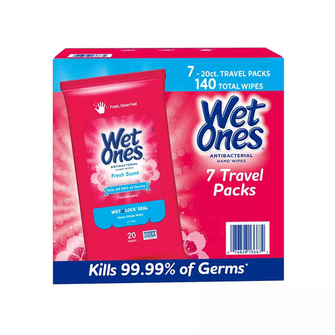 Wet Ones Antibacterial Hand Wipes Travel Pack - Fresh Scent, 7 pk./20 ct