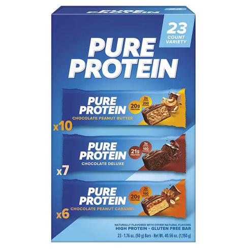 Pure Protein Bars Chocolate Variety Pack, 20-21g Protein, 23 ct