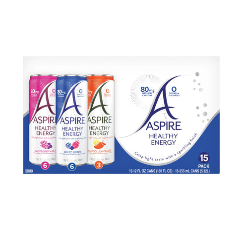 Aspire Healthy Energy Drink Variety Pack, 15 pk./12 fl. oz.