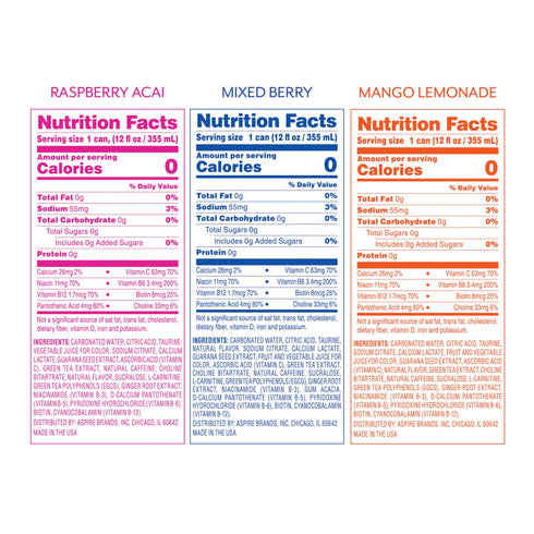 Aspire Healthy Energy Drink Variety Pack, 15 pk./12 fl. oz.