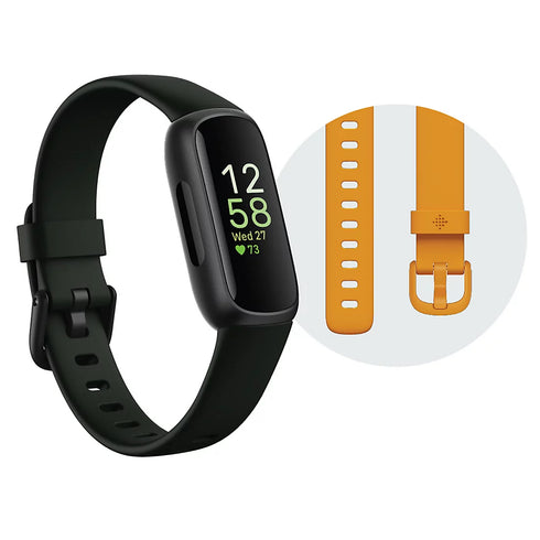 Fitbit Inspire 3 Health & Fitness Tracker Bundle – Midnight Zen/Black with Bonus Band, Heart Rate, Sleep & Stress Tracking