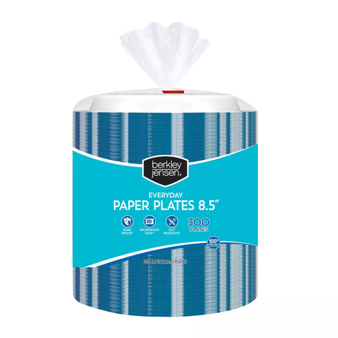 Berkley Jensen Everyday 8.5" Abstract Pattern Paper Plates, 300 ct.