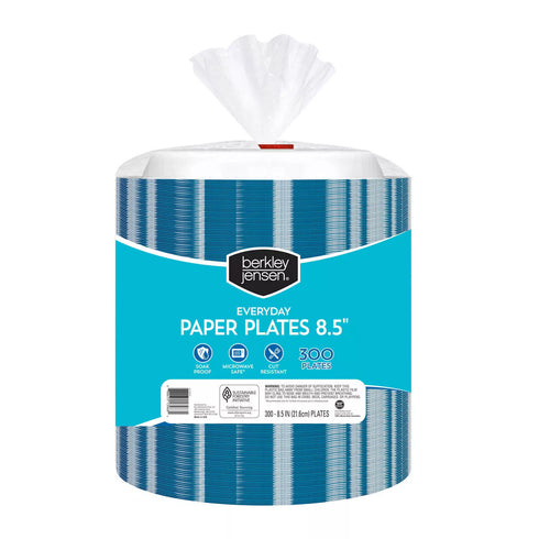 Berkley Jensen Everyday 8.5" Abstract Pattern Paper Plates, 300 ct.