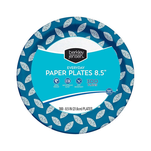 Berkley Jensen Everyday 8.5" Abstract Pattern Paper Plates, 300 ct.