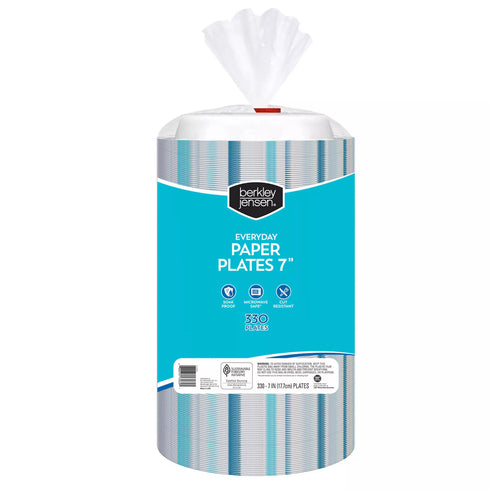 Berkley Jensen Everyday 7" Abstract Pattern Paper Plates, 330 ct