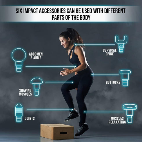 WBM SMART Massage Gun with 6 Massage Heads 3 Speed Levels