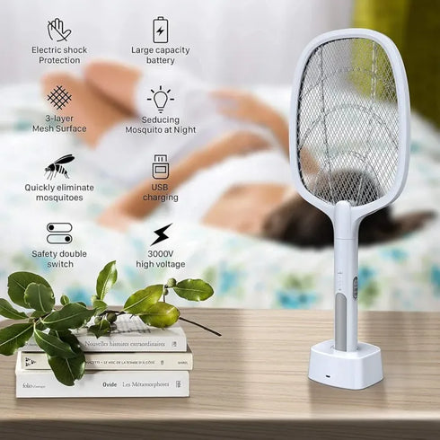 WBM SMART 2-in-1 Bug Zapper Racket – Electric Mosquito & Insect Killer