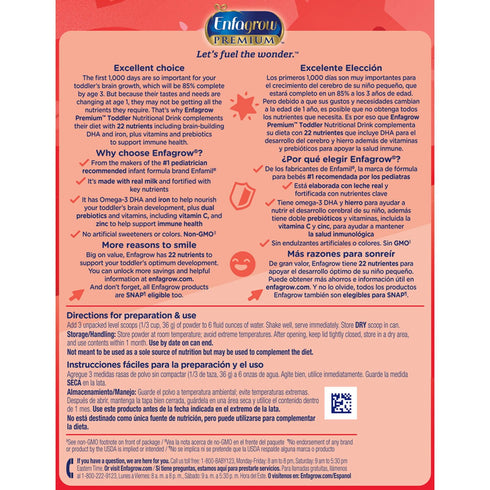 Enfagrow Premium Toddler Nutritional Drink, Milk-Flavored, 36.6 oz.
