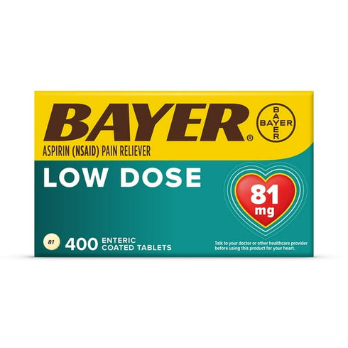 Bayer Low Dose Aspirin Tablets, 81 mg, Heart Health Support & Pain Relief, 400 ct.