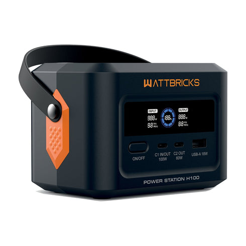 Wattbricks Energy Portable Power Station Bundle – 120-Watt Peak (99.2Wh) Battery with 30-Watt Portable Solar Panel for Outdoor & Emergency Power