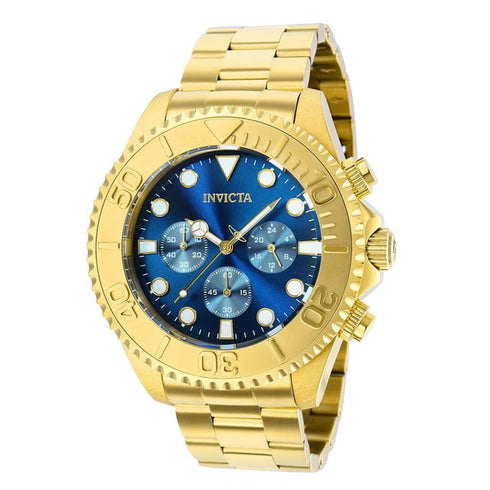 Invicta Mens Pro Diver Quartz Watch with Gold-Tone Case and Blue Dial 47mm