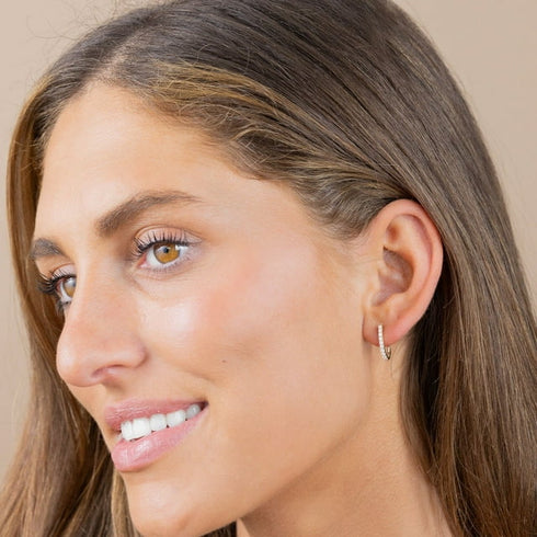 0.23 Carat Total Weight Diamond Hoop Earrings in 14K Gold