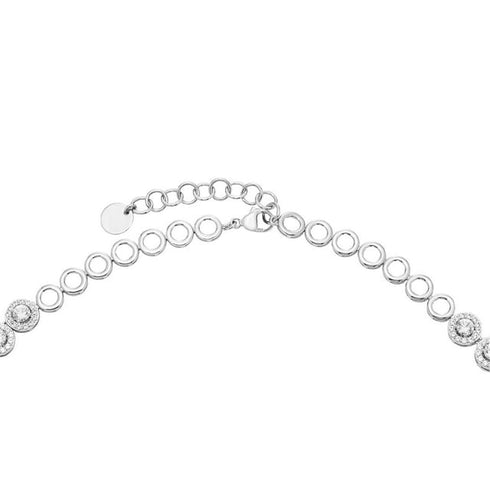 Lab Created Round Cut Sapphire Necklace in Sterling Silver