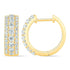 1.00 CTW Three Row Diamond Huggie Hoop Earrings in 14K Gold