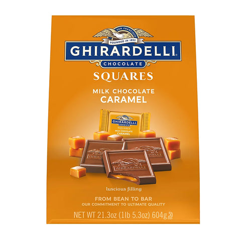 Ghirardelli Milk Chocolate Caramel Squares, 21.3 oz. | Rich Chocolate & Smooth Caramel Candy