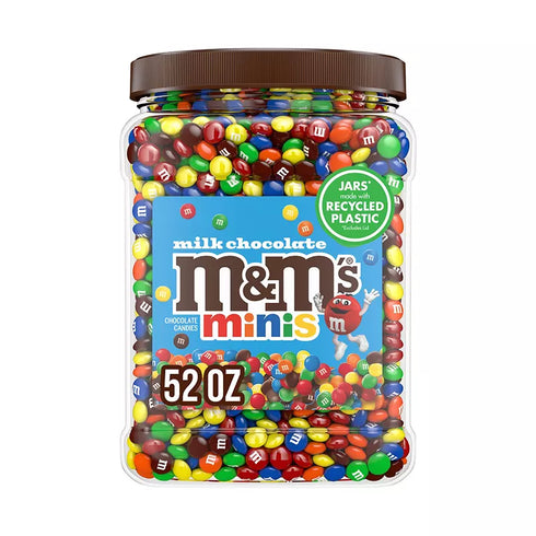 M&M's Minis Milk Chocolate Candy, Resealable Bulk Candy Jar, 52 oz