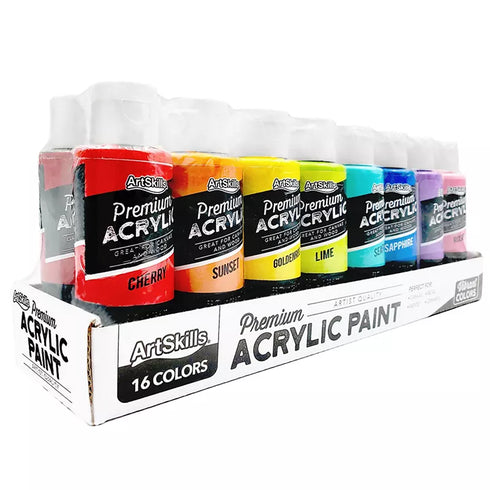 ArtSkills Acrylic Paint Set, 16 ct. – Vibrant Artist Paint Kit for Crafting, Canvas, and DIY Projects
