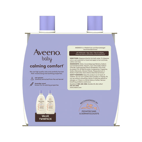 Aveeno Baby Calming Comfort Lavender and Vanilla Tear-Free Bath Wash, 2 pk./18 fl. oz.
