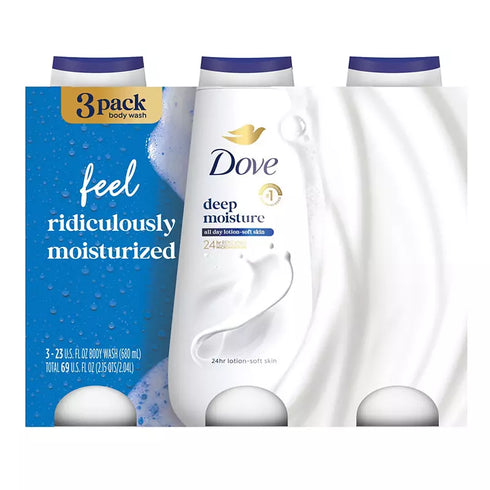 Dove Deep Moisture Renewing Body Wash, 3 Pack 23 oz Each