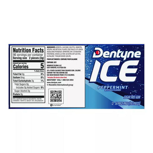 Dentyne Ice Peppermint Gum, 12 pk./16 ct