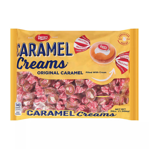 Goetze’s Caramel Creams Candy – Chewy Caramel with Creamy Center, Individually Wrapped, Bulk Bag, 3 lb