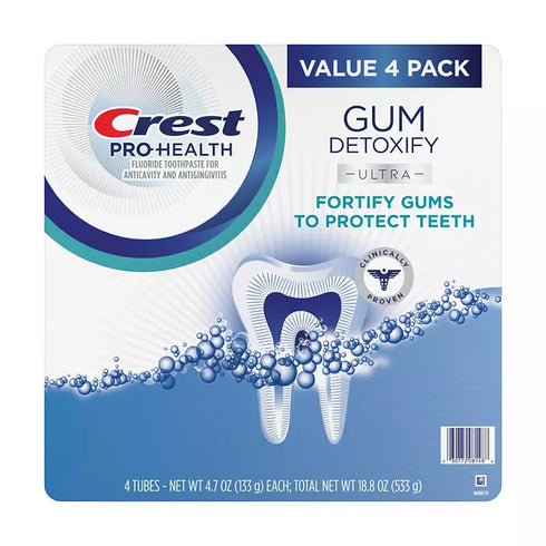 Crest Gum Detoxify Ultra Toothpaste, Deep Clean for Gums, 4 Pack 4.7 oz Each