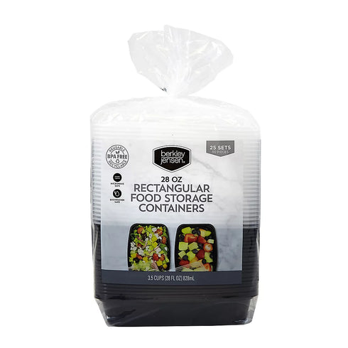 Berkley Jensen Rectangular Food Storage Containers, 28 oz./50-pc. set