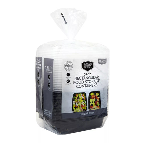 Berkley Jensen Rectangular Food Storage Containers, 28 oz./50-pc. set
