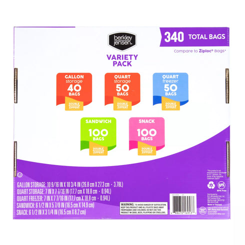 Berkley Jensen Food Storage Variety Pack, 340 ct.