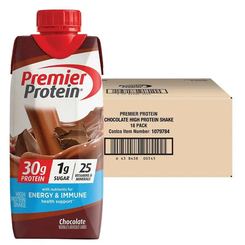 Premier 30g Protein PLUS Energy and Immune Support Shakes, Chocolate, 11 fl oz, 18-pack