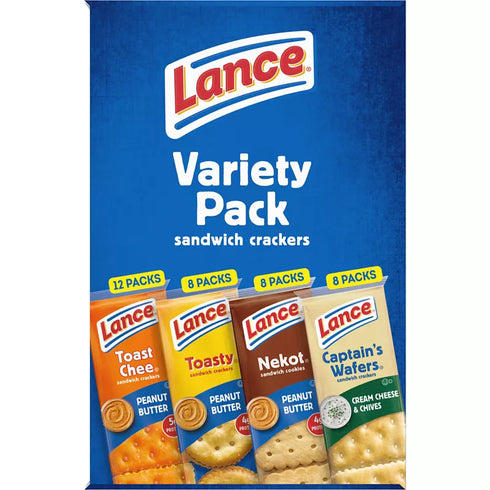Lance Sandwich Crackers Variety Pack - 36 Count Bulk Box, Assorted Flavors Individual Snacks for Lunchbox Office and On-the-Go