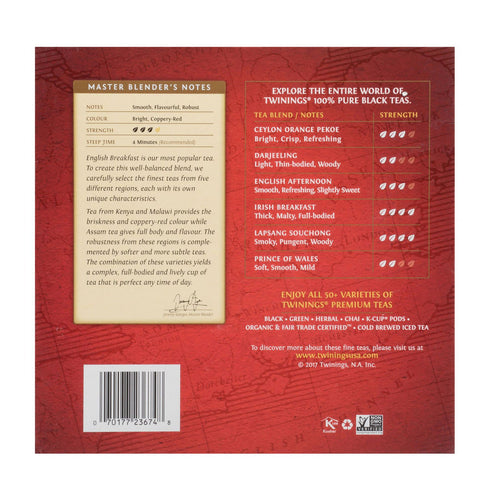 Twinings English Breakfast Black Tea Individually Wrapped Tea Bags, 100 ct.