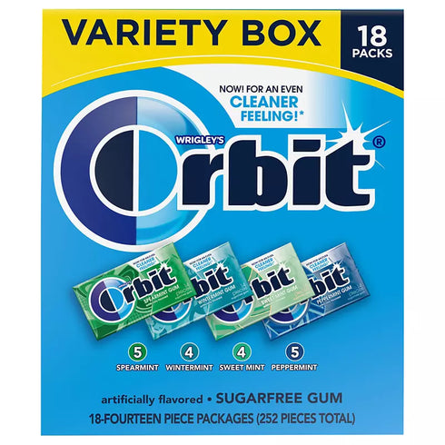 Orbit Sugar-Free Mint Chewing Gum Bulk Variety Pack, 18 Count
